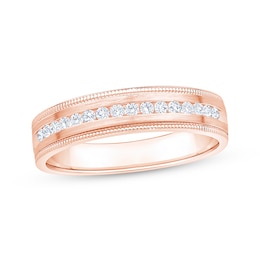 Now + Forever Men's Diamond Milgrain Wedding Band 1/4 ct tw 10K Rose Gold