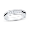 Thumbnail Image 1 of Men's Diamond & Black Enamel Stripe Wedding Band 1/5 ct tw 10K White Gold