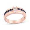 Thumbnail Image 0 of Men's Blue Sapphire & Diamond Wedding Band 1/5 ct tw 10K Rose Gold