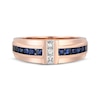 Thumbnail Image 3 of Men's Blue Sapphire & Diamond Wedding Band 1/5 ct tw 10K Rose Gold