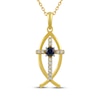 Thumbnail Image 1 of Blue & White Lab-Created Sapphire Ichthus Cross Necklace 10K Yellow Gold 18&quot;