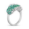 Thumbnail Image 2 of Marquise-Cut Lab-Created Emerald & White Lab-Created Sapphire Leaf Cluster Ring Sterling Silver