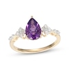 Thumbnail Image 1 of Pear-Shaped Amethyst & Diamond Ring 1/8 ct tw 10K Yellow Gold