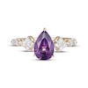 Thumbnail Image 3 of Pear-Shaped Amethyst & Diamond Ring 1/8 ct tw 10K Yellow Gold