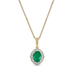 Emerald & Diamond Necklace 1/20 ct tw 10 Yellow Gold 18&quot;