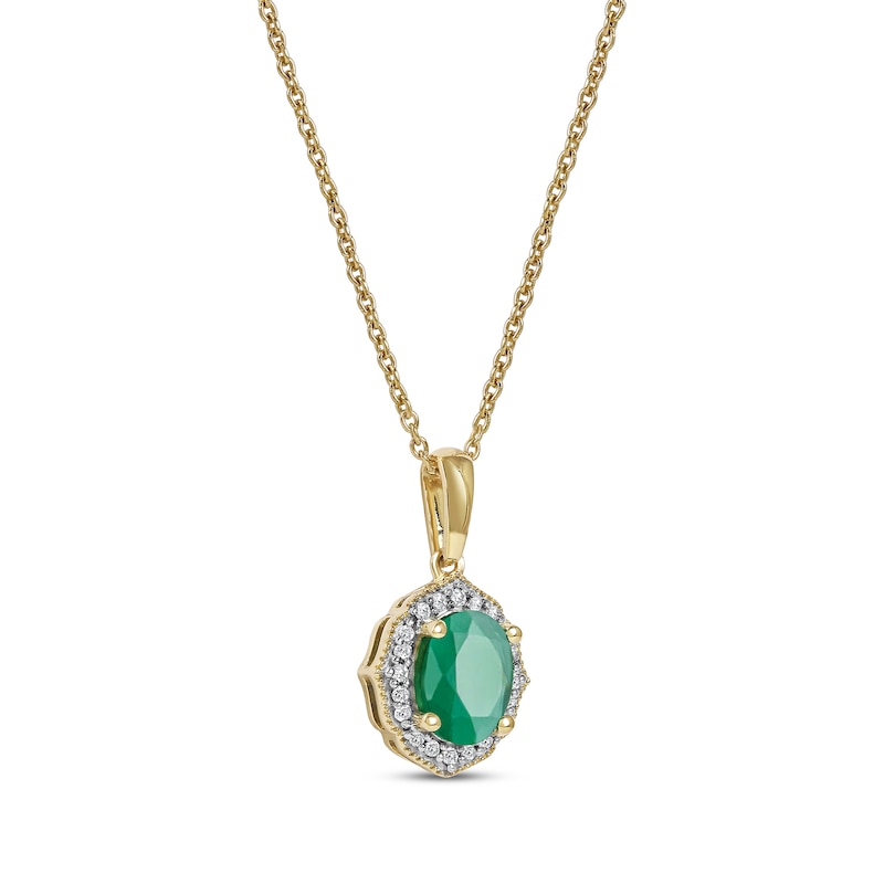 Main Image 2 of Emerald & Diamond Necklace 1/20 ct tw 10 Yellow Gold 18&quot;