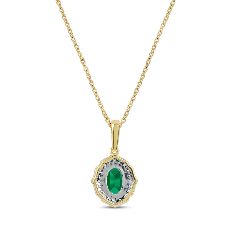 Main Image 3 of Emerald & Diamond Necklace 1/20 ct tw 10 Yellow Gold 18&quot;