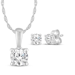 KAY Lab-Grown Diamonds Solitaire Necklace & Earrings Set 5/8 ct tw 10K White Gold (I/SI2)