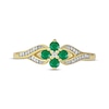 Thumbnail Image 3 of Emerald & Diamond Flower Ring 1/20 ct tw 10K Yellow Gold