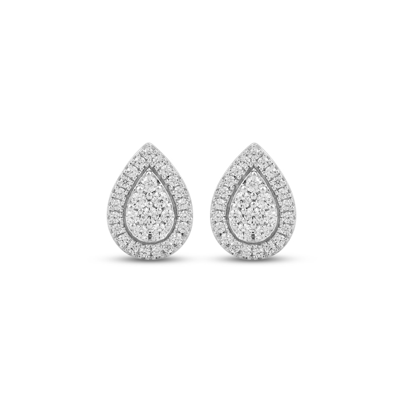 Main Image 2 of Multi-Diamond Teardrop Halo Stud Earrings 1/5 ct tw 10K White Gold