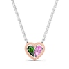 Thumbnail Image 1 of Wicked Pear-Shaped Pink Lab-Created Sapphire & Chrome Diopside Heart Necklace Sterling Silver & 10K Rose Gold 18&quot;