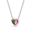 Thumbnail Image 2 of Wicked Pear-Shaped Pink Lab-Created Sapphire & Chrome Diopside Heart Necklace Sterling Silver & 10K Rose Gold 18&quot;