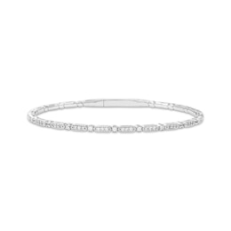 Diamond Station Flex Bangle Bracelet 1/3 ct tw 10K White Gold 7&quot;