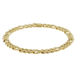 6mm Figaro Chain Bracelet Hollow 10K Yellow Gold 8.5"