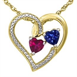 Birthstone Couple's Heart Necklace (2 Stones)