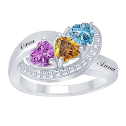 Mother's Heart-Shaped Family Birthstone Ring