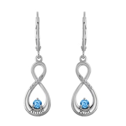 Birthstone Couple's Infinity Earrings (1 Stone and 2 Lines)