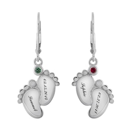 Birthstone Baby Feet Earrings