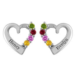 Birthstone Family & Mother's Earrings (1-4 Stones and 2 Lines)