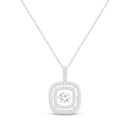 Unstoppable Love Lab-Grown diamond Double Cushion Frame Necklace 1-1/2 ct tw 14K White Gold 19”