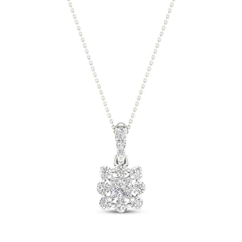 Lab-Grown Diamonds by KAY Princess-Cut Necklace 1/2 ct tw 14K White Gold 18"