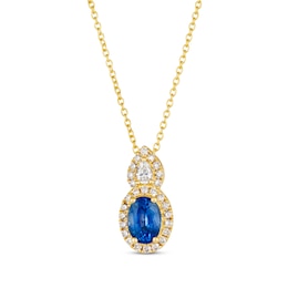 Le Vian Blue Sapphire Necklace 1/4 ct tw Diamonds 14K Honey Gold 19&quot;