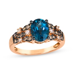 Le Vian Venetian Mosaic Blue Topaz & Diamond Ring 1/3 ct tw 14K Strawberry Gold