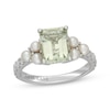 Thumbnail Image 1 of Neil Lane Emerald-Cut Green Quartz, Diamond & Cultured Akoya Pearl Engagement Ring 1/3 ct tw 14K White Gold