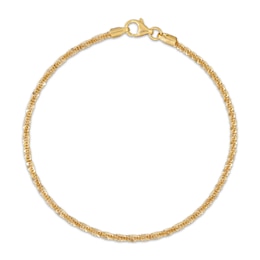 Solid Diamond-Cut Crisscross Chain Bracelet 2.15mm 14K Yellow Gold 7.5&quot;