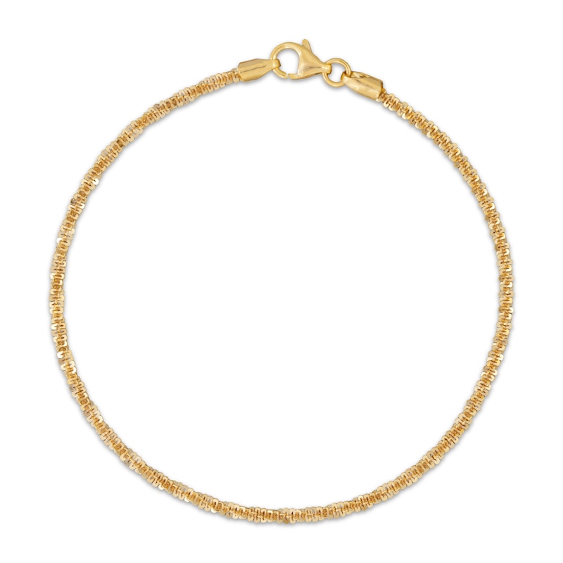 Main Image 1 of Solid Diamond-Cut Crisscross Chain Bracelet 2.15mm 14K Yellow Gold 7.5&quot;