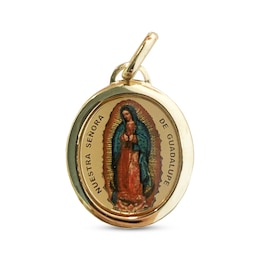 Nuestra Señora de Guadalupe Enamel Charm 14K Yellow Gold