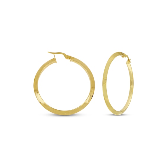 Knife-Edge Hoop Earrings 10K Yellow Gold 30mm