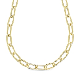 Hollow Paperclip Chain Necklace 10K Yellow Gold 18&quot;