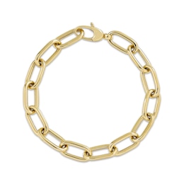 Paperclip Chain Bracelet Hollow 10K Yellow Gold 7.5"