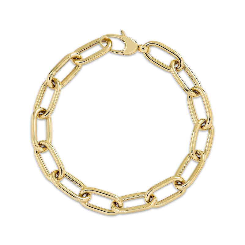 Main Image 1 of Paperclip Chain Bracelet Hollow 10K Yellow Gold 7.5&quot;