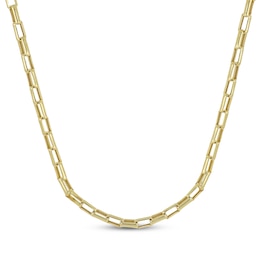 Hollow Open Box Link Chain Necklace 3.3mm 10K Yellow Gold 22&quot;