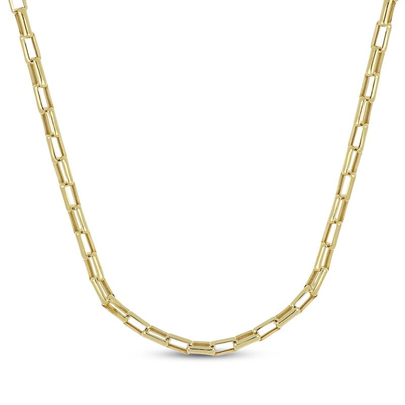 Main Image 1 of Hollow Open Box Link Chain Necklace 3.3mm 10K Yellow Gold 22&quot;