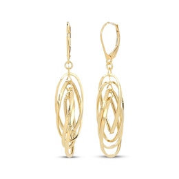 Layered Dangle Earrings 10K Yellow Gold