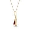 Thumbnail Image 2 of Pear-Shaped Natural Ruby & Diamond Teardrop Frame Necklace 1/6 ct tw 10K Yellow Gold 18&quot;