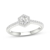 Thumbnail Image 0 of Round-Cut Diamond Hexagon Halo Engagement Ring 1/2 ct tw 14K White Gold