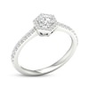 Thumbnail Image 1 of Round-Cut Diamond Hexagon Halo Engagement Ring 1/2 ct tw 14K White Gold