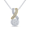 Thumbnail Image 1 of Multi-Diamond Center Twist Drop Necklace 1/5 ct tw Sterling Silver & 10K Yellow Gold 18&quot;