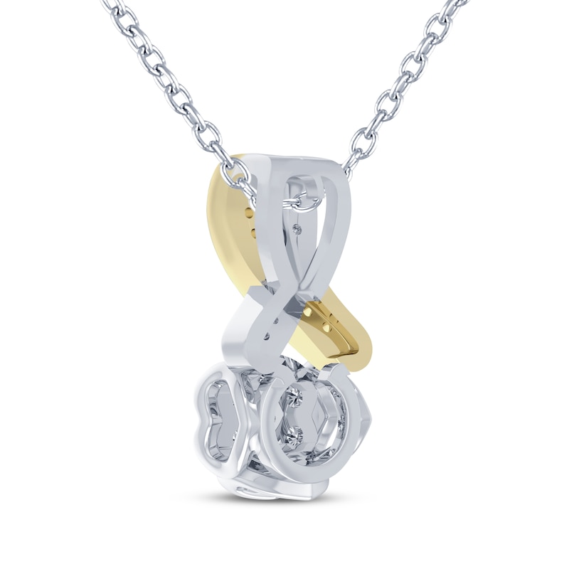 Main Image 3 of Multi-Diamond Center Twist Drop Necklace 1/5 ct tw Sterling Silver & 10K Yellow Gold 18&quot;