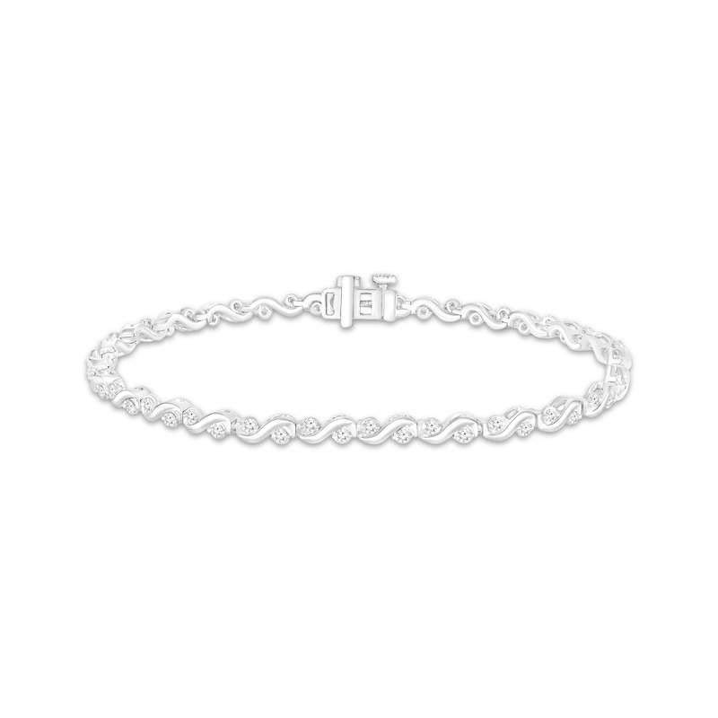 Main Image 1 of Diamond S-Link Bracelet 1 ct tw 10K White Gold 7&quot;