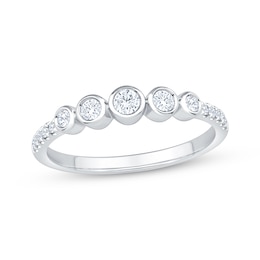 Bezel-Set Diamond Five-Stone Anniversary Ring 1/3 ct tw 14K White Gold