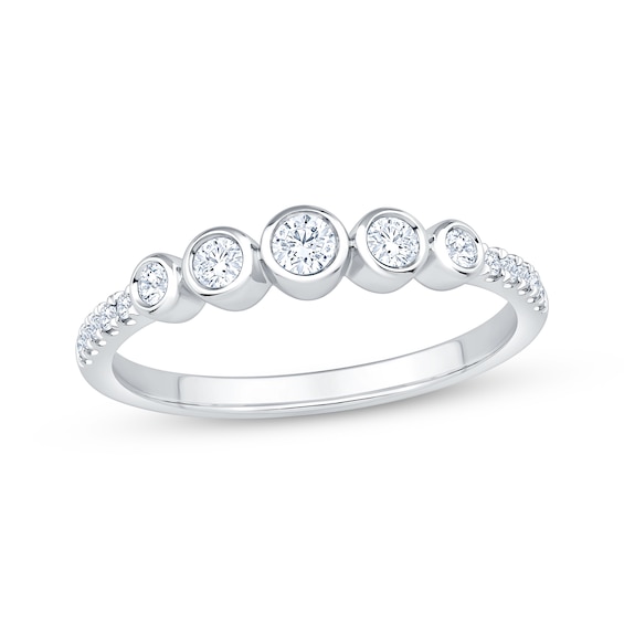 Bezel-Set Diamond Five-Stone Anniversary Ring 1/3 ct tw 14K White Gold