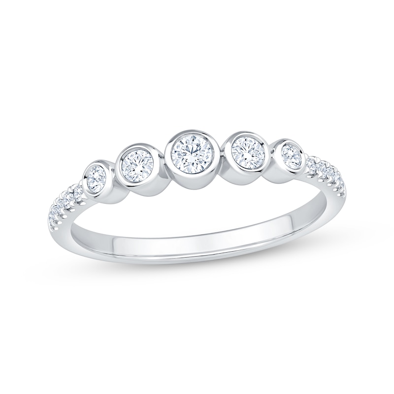 Main Image 1 of Bezel-Set Diamond Five-Stone Anniversary Ring 1/3 ct tw 14K White Gold