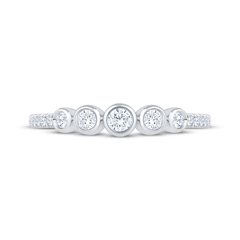 Main Image 3 of Bezel-Set Diamond Five-Stone Anniversary Ring 1/3 ct tw 14K White Gold