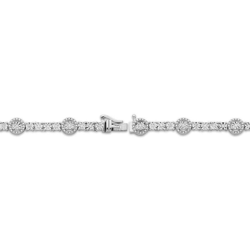 Main Image 3 of Diamond Beaded Halo Station Line Bracelet 1/5 ct tw Sterling Silver 7&quot;