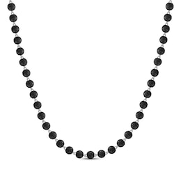 Men's Black Diamond Multi-Stone Bead Necklace 4 ct tw Sterling Silver 20&quot;